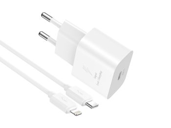 XO L167, ΦΟΡΤΙΣΤΗΣ ΓΡΗΓΟΡΗΣ ΦΟΡΤΙΣΗΣ, 25W, TYPE-C, ΜΕ ΚΑΛΩΔΙΟ TYPE-C ΣΕ LIGHTNING, ΛΕΥΚΟ